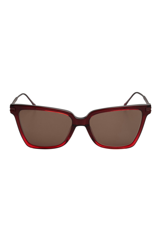 Lunettes de soleil carrées Femme Rouge bordeaux 56 mm