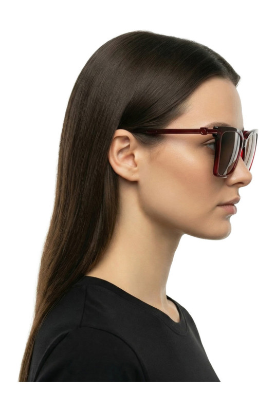 Lunettes de soleil carrées Femme Rouge bordeaux 56 mm