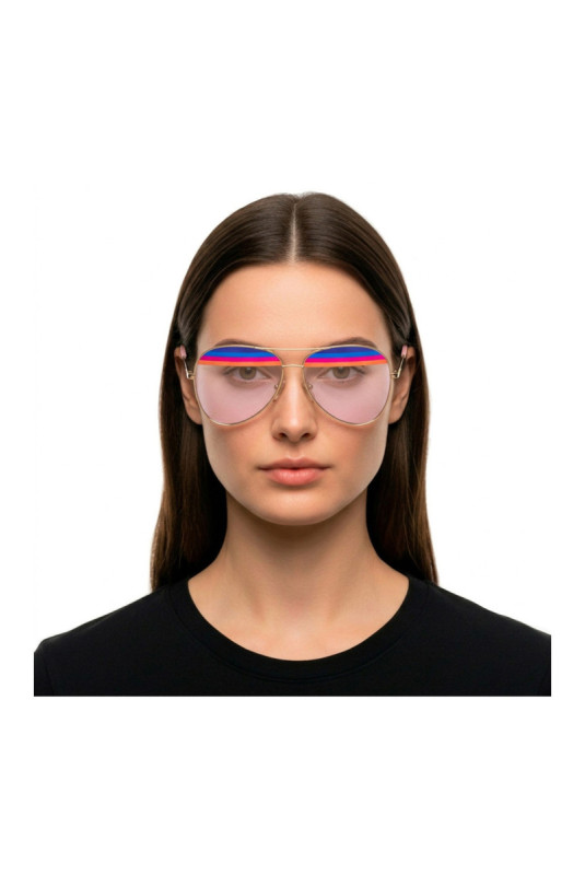 Lunettes de soleil aviateur Femme Or rose 60 mm