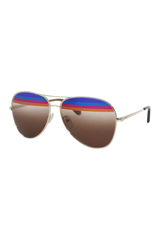 Lunettes de soleil style pilote doré et marron 60 mm