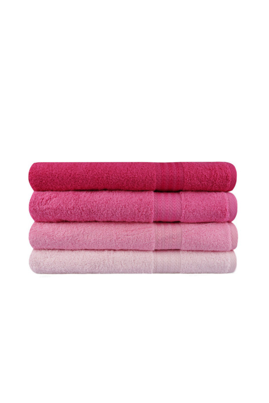Ensemble de serviettes de bain (4 pièces) - Rose clair. rose poudré. fuchsia