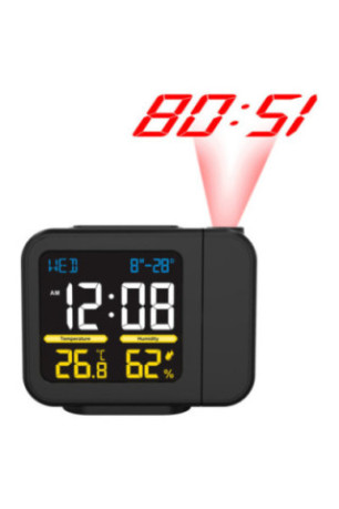 Station météo avec projection de l'heure Noir