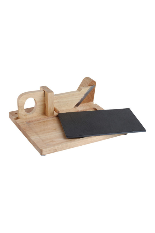 Guillotine à saucisson avec plateau en ardoise Bois 28.7 x 26.5 x 10.5 cm