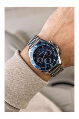 Montre Quartz Homme - Silver/Silver/Blue textured