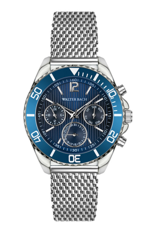 Montre Quartz Homme - Silver/Silver/Blue textured