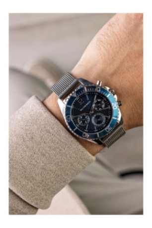 Montre Quartz Homme - Silver/Silver/Blue textured