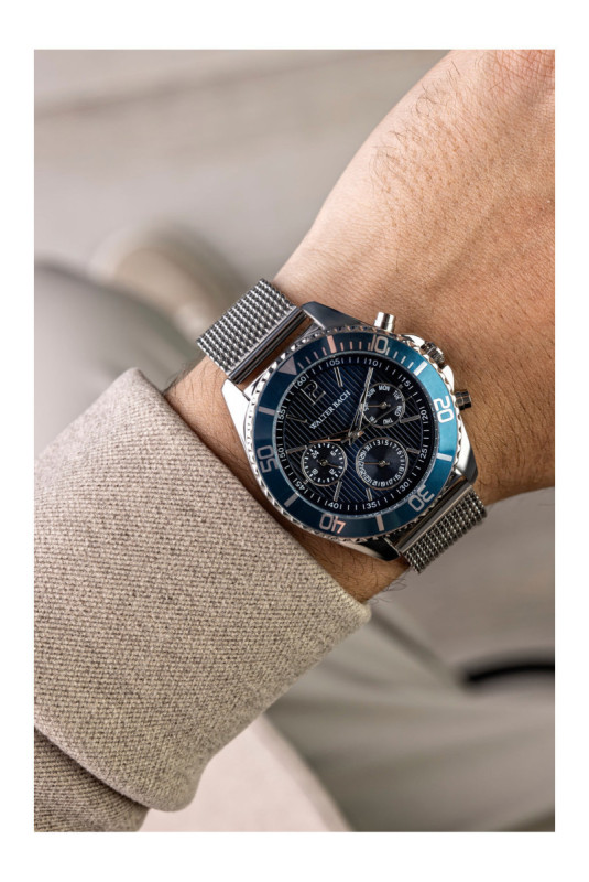 Montre Quartz Homme - Silver/Silver/Blue textured