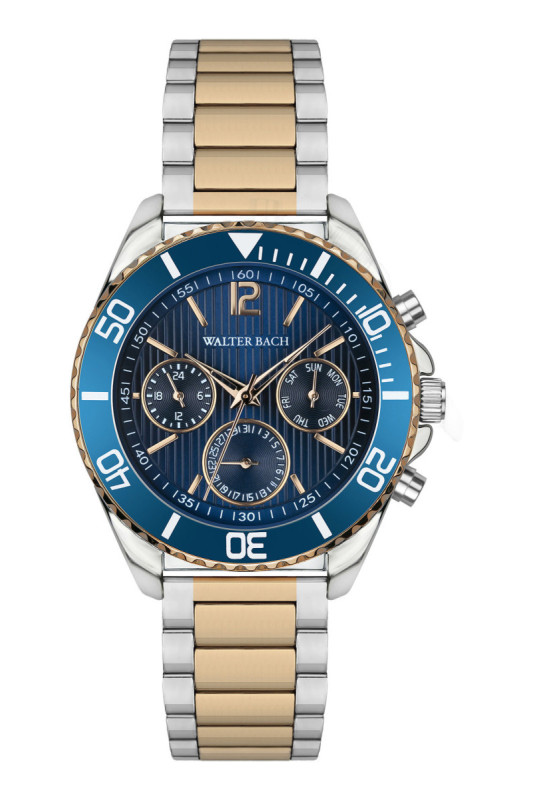 Montre Quartz Homme - Silver/2 tones: silver + rose gold matte/Blue textured