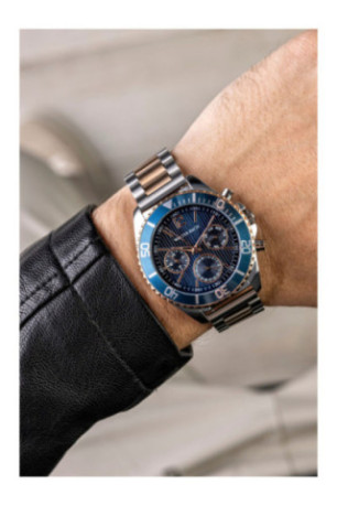Montre Quartz Homme - Silver/2 tones: silver + rose gold matte/Blue textured