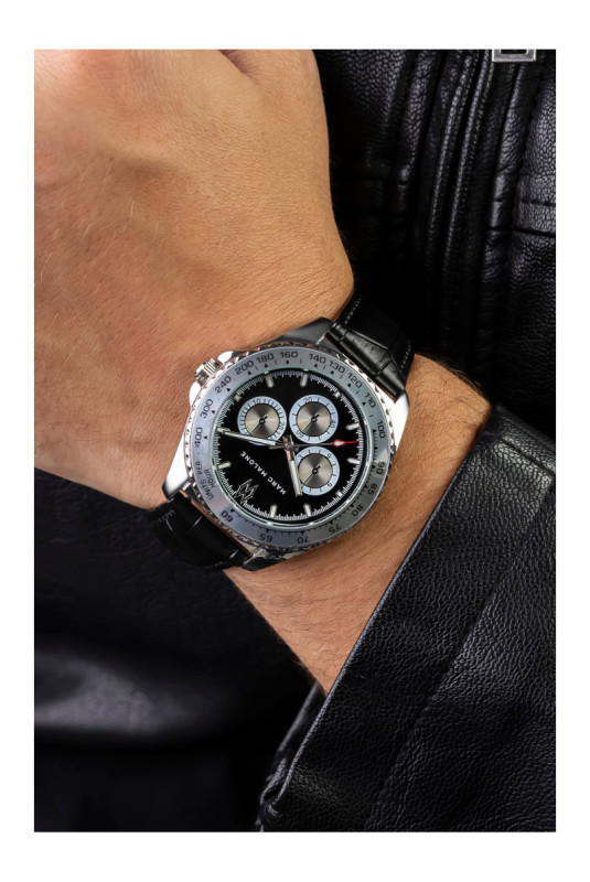 Montre Quartz Homme - Silver/Croco black/Black sunray