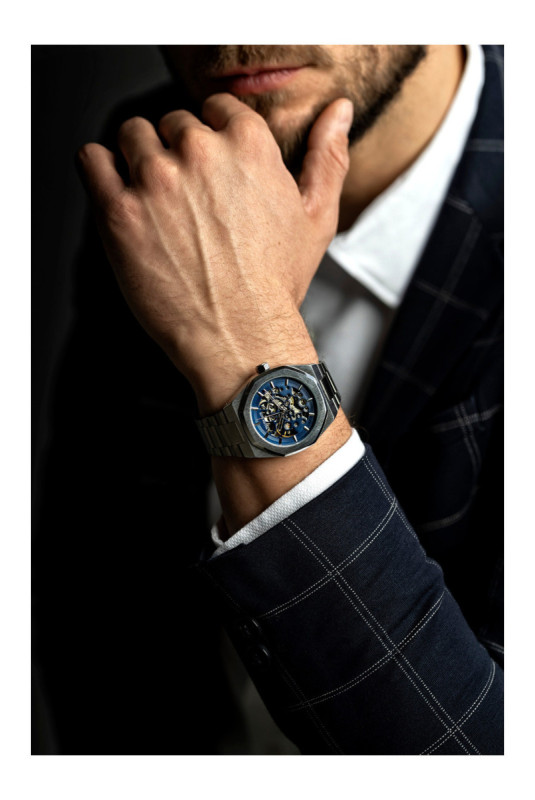 Montre Automatique Homme - Silver/Silver/Blue
