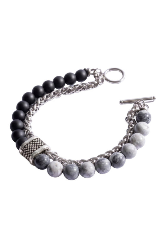 Bracelet - Silver/ black/ grey