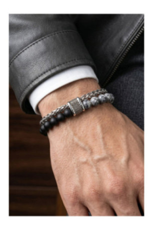 Bracelet - Silver/ black/ grey