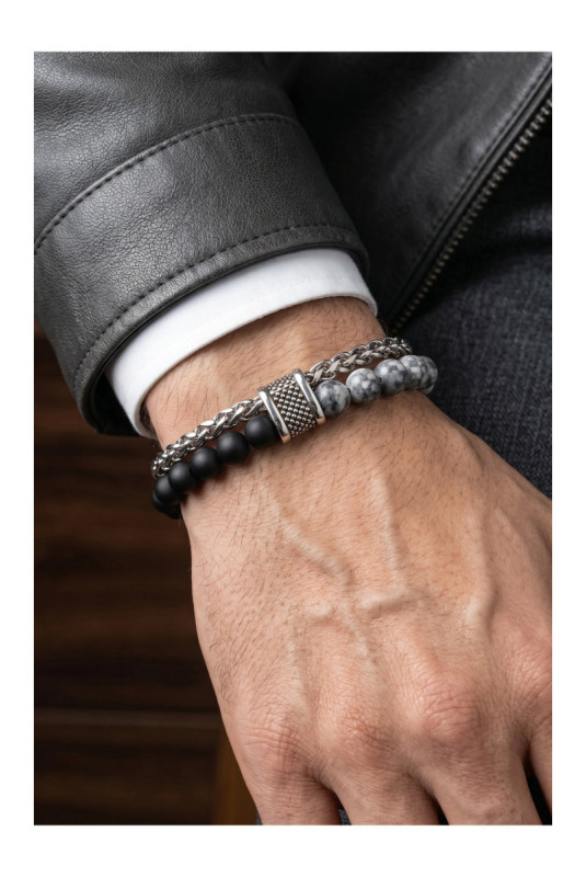 Bracelet - Silver/ black/ grey