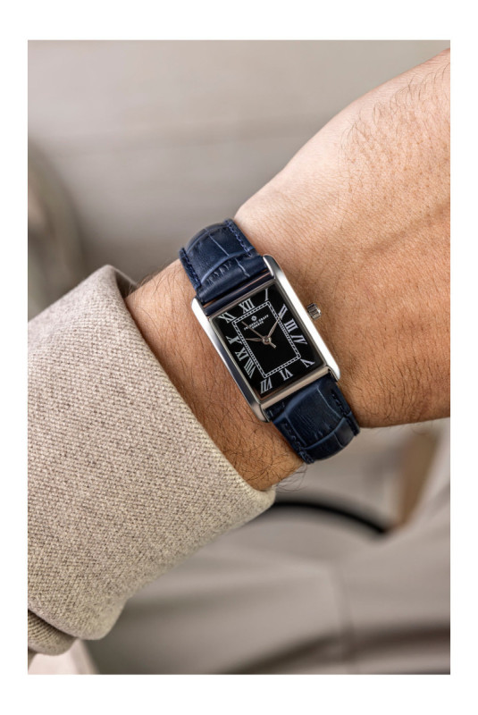 Montre Quartz - Homme - Silver/Croco dark blue/Black