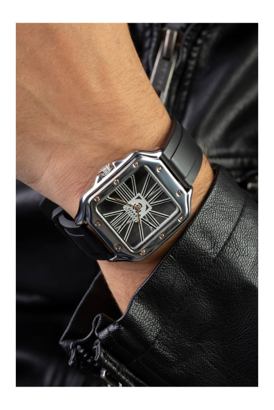 Montre Quartz - Homme - Silver/Black/Grey brushed