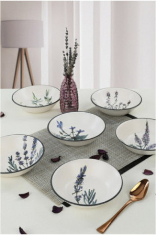 Ensemble d'assiettes (6 pièces) - Blanc Vert Violet Noir