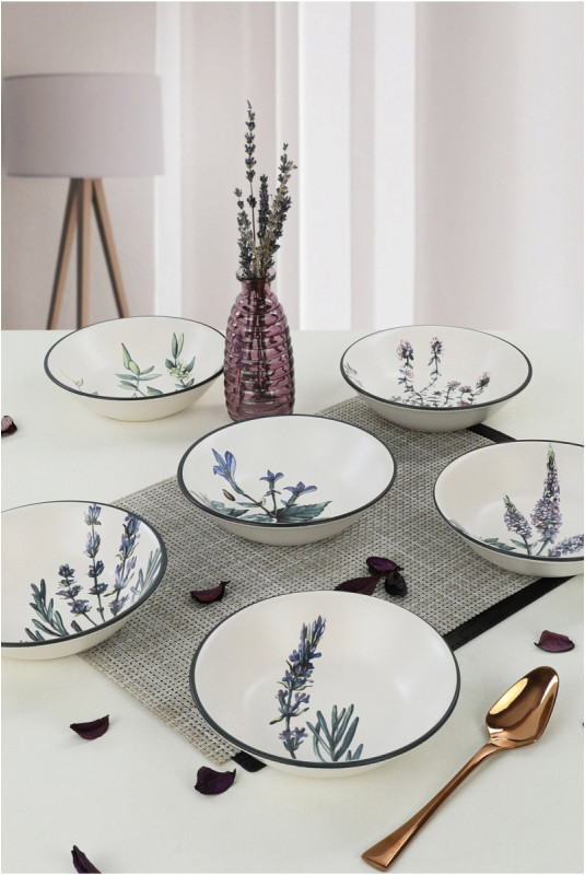 Ensemble d'assiettes (6 pièces) - Blanc Vert Violet Noir