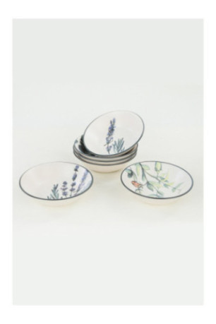 Ensemble d'assiettes (6 pièces) - Blanc Vert Violet Noir