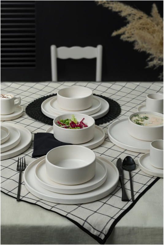 Service de table en céramique (20 pièces) - Blanc mat