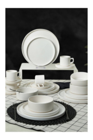 Service de table en céramique (20 pièces) - Blanc mat