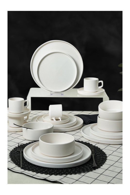 Service de table en céramique (20 pièces) - Blanc mat