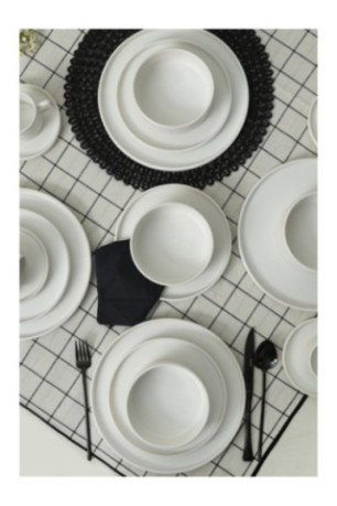 Service de table en céramique (20 pièces) - Blanc mat