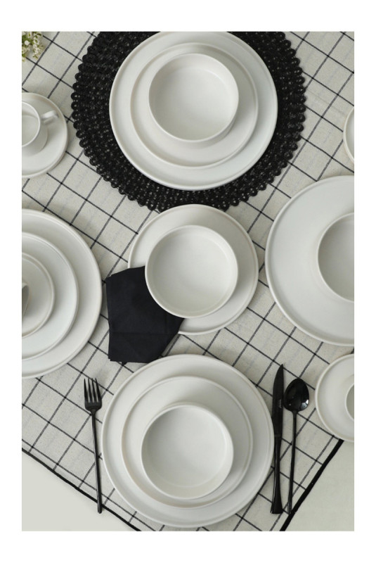 Service de table en céramique (20 pièces) - Blanc mat