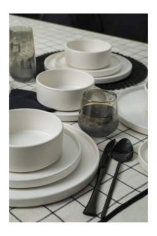 Service de table en céramique (20 pièces) - Blanc mat