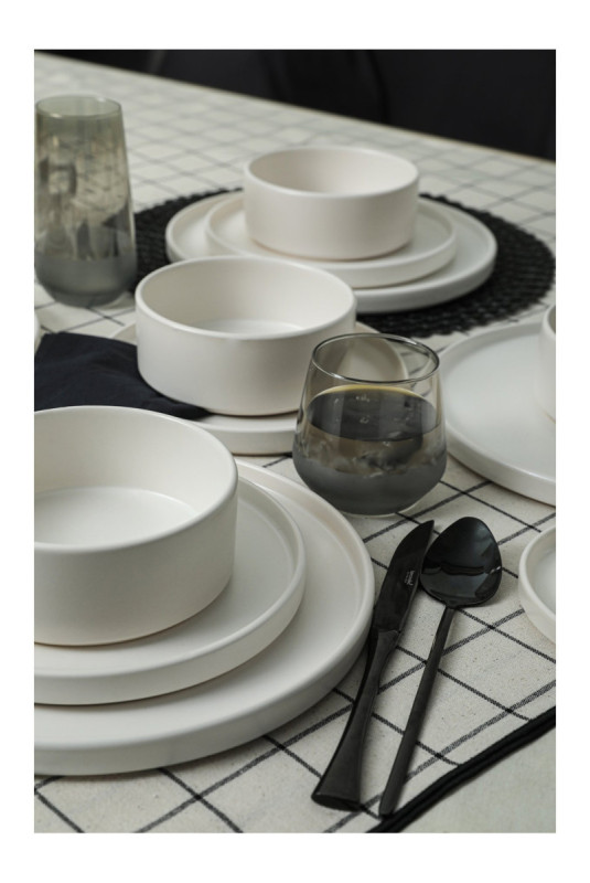 Service de table en céramique (20 pièces) - Blanc mat