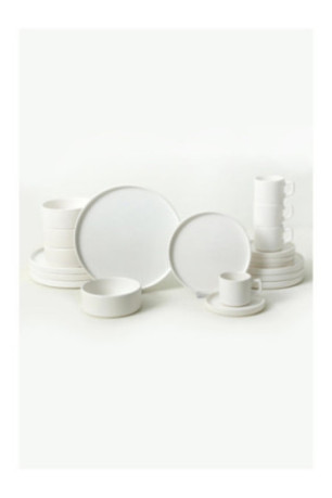 Service de table en céramique (20 pièces) - Blanc mat