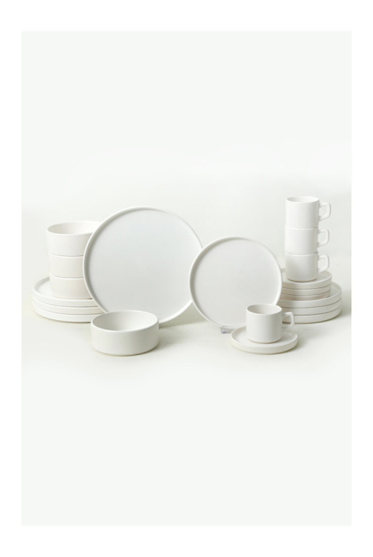Service de table en céramique (20 pièces) - Blanc mat