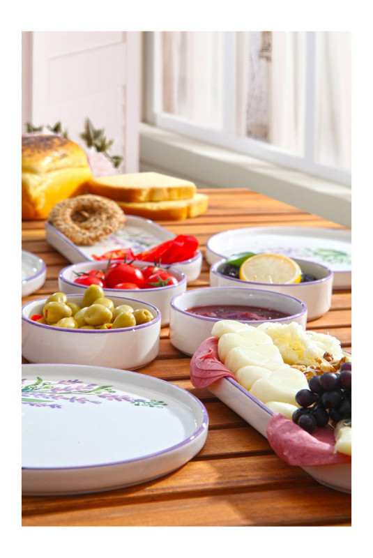 Ensemble petit-déjeuner (14 pièces) - Blanc Violet Vert