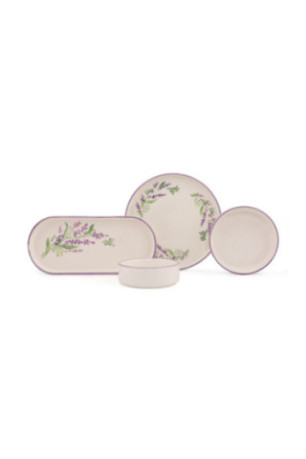 Ensemble petit-déjeuner (14 pièces) - Blanc Violet Vert