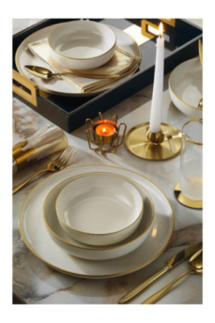 Service de table (18 pièces) - Crème dorée