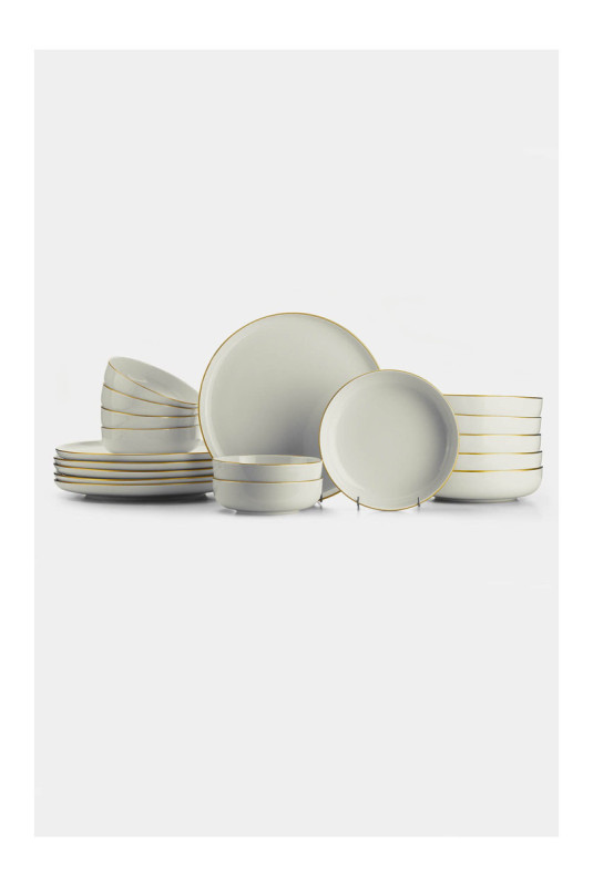 Service de table (18 pièces) - Crème dorée