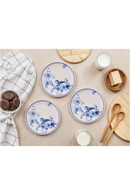 Service d'assiettes à dessert (6 pièces) - Bleu Blanc