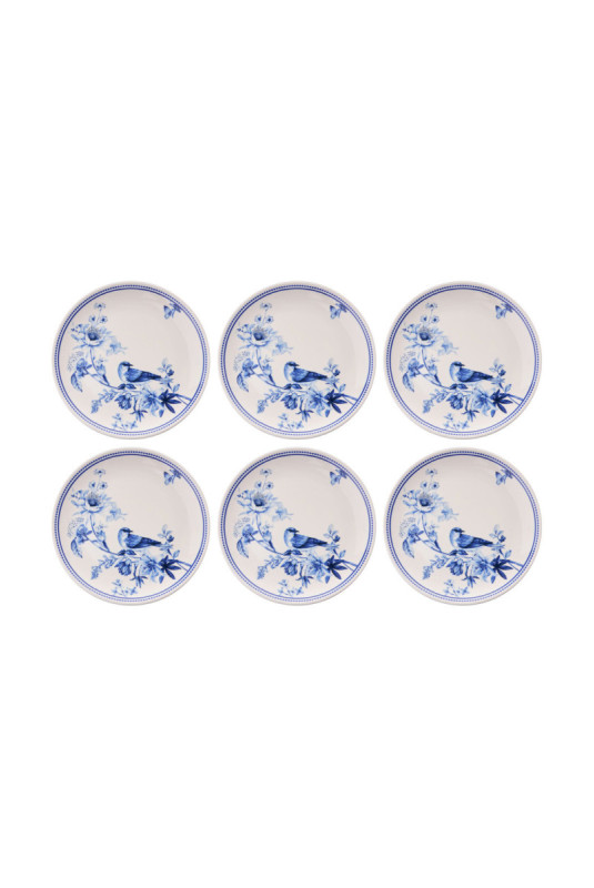 Service d'assiettes à dessert (6 pièces) - Bleu Blanc