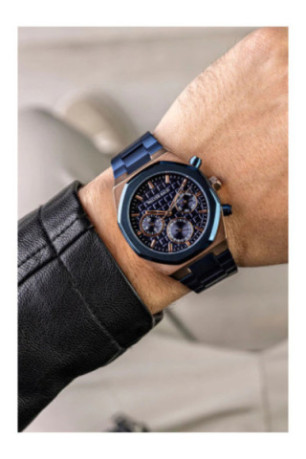 Montre Quartz - Homme - Rose gold/Blue matte/Blue textured