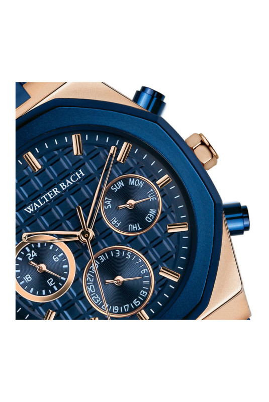 Montre Quartz - Homme - Rose gold/Blue matte/Blue textured