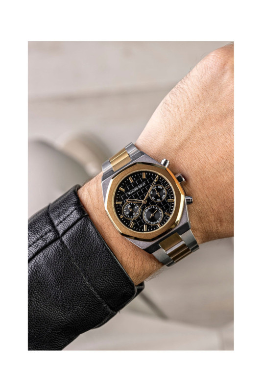 Montre Quartz - Homme - Silver/Silver + rose gold/Black textured