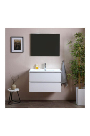 Ensemble meuble de salle de bain suspendu Belize Blanc 80 cm
