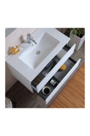 Ensemble meuble de salle de bain suspendu Belize Blanc 80 cm
