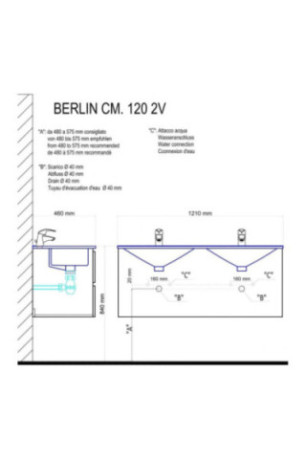 Meuble de salle de bain suspendu avec double vasque et miroir Belize Chêne 120 cm