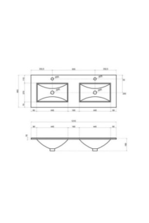 Meuble de salle de bain suspendu avec double vasque et miroir Belize Chêne 120 cm