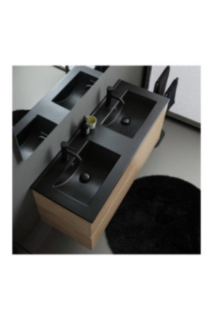 Meuble de salle de bain suspendu Belize Chêne et noir mat 120 cm