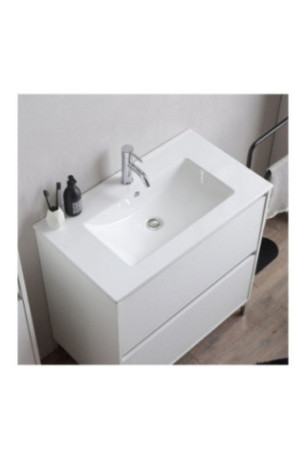 Meuble de salle de bain avec vasque en céramique Lione Blanc 100 cm