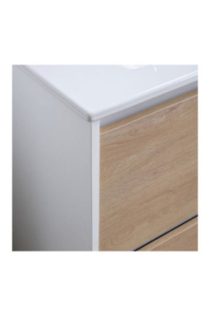 Meuble de salle de bain avec vasque Lione Blanc et chêne 60 cm