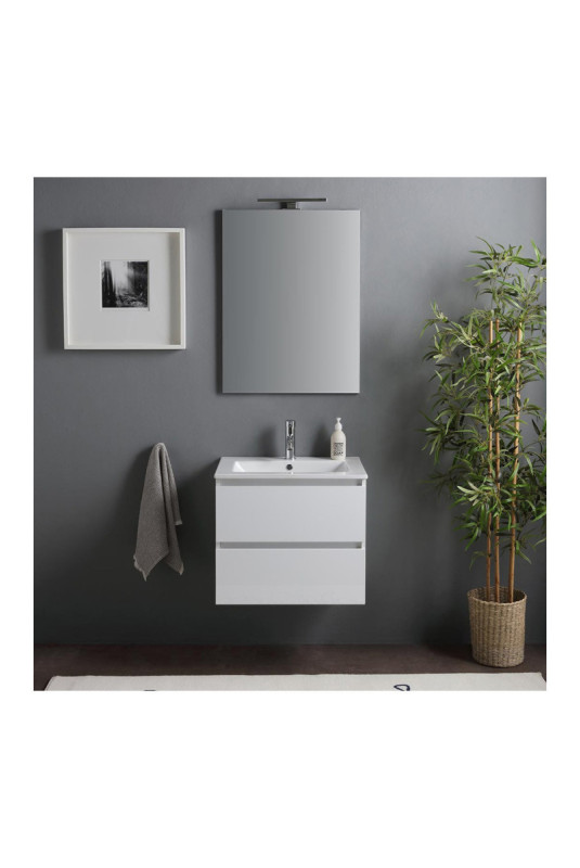 Ensemble meuble de salle de bain Baltimora Blanc brillant 60 cm