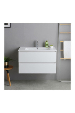 Meuble sous-vasque avec vasque en céramique Bali Blanc 80 cm